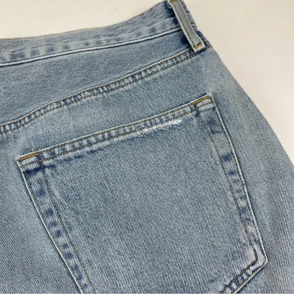 Agolde Parker Angled Denim Jean Skirt Womens 30 Blue Distressed Frayed Edge